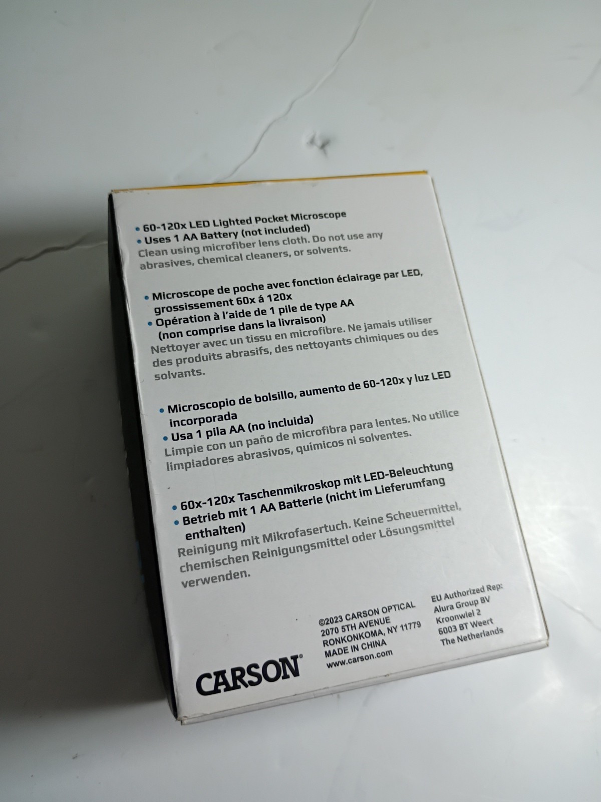 Carson MicroBrite Plus 60x-120x LED Lighted Pocket Microscope MM-300 Gray Boxed
