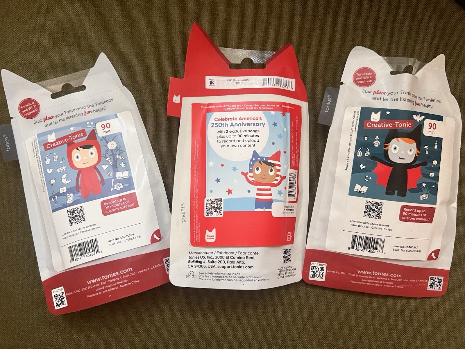 Creative Tonies LOT Of 3 – America’s 250th Anniversary, Bat, Red NEW , Toniebox