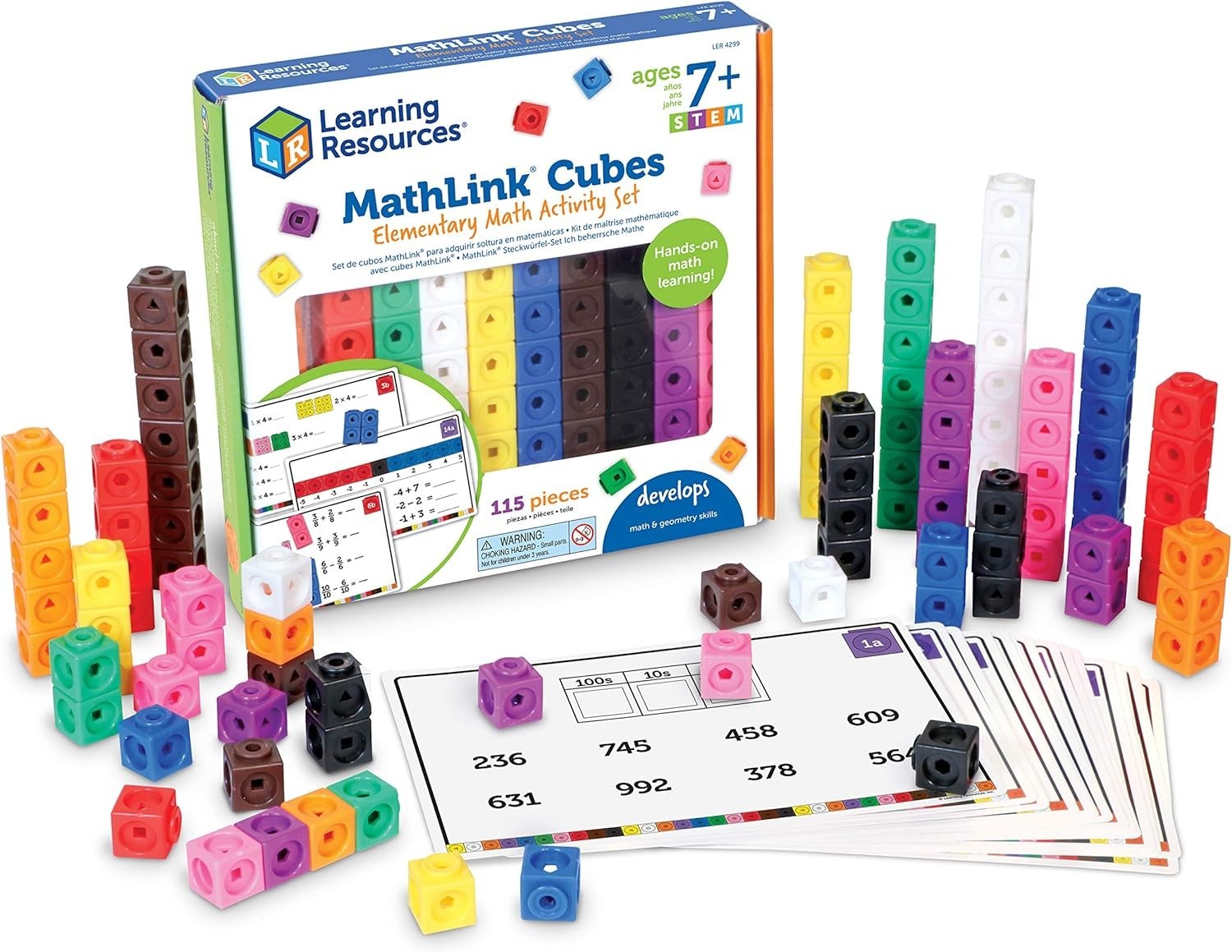 100 MathLink Cubes Activity Set – Colorful Hands-On Math Manipulatives for Kids