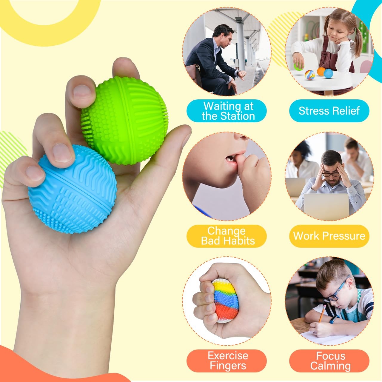 QINGLER 2.5 inches (6.35 cm) diameter, Multi-color, Green, Orange, Blue