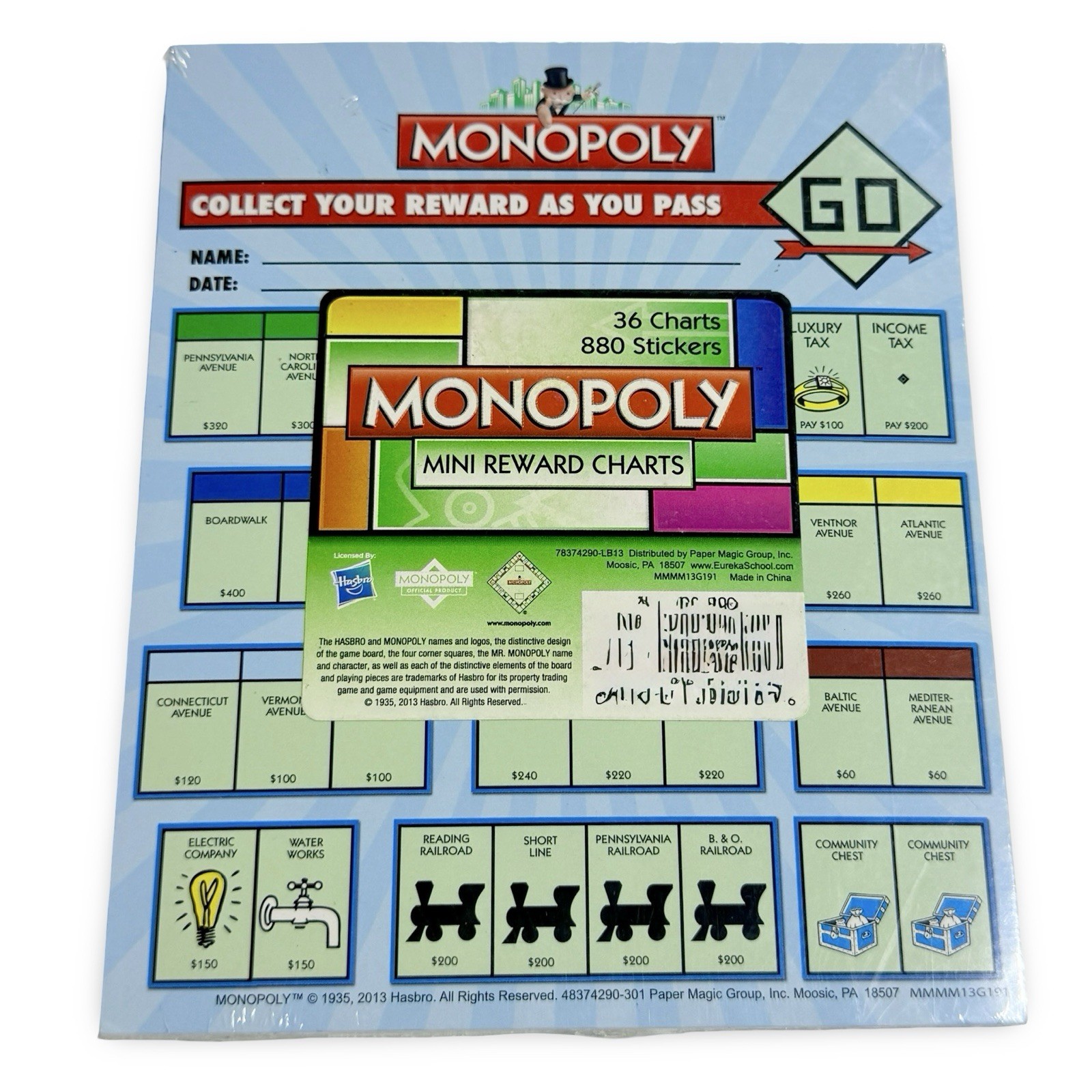 Monopoly Mini Reward Charts Stickers Sealed 36 Charts 880 Stickers Classroom