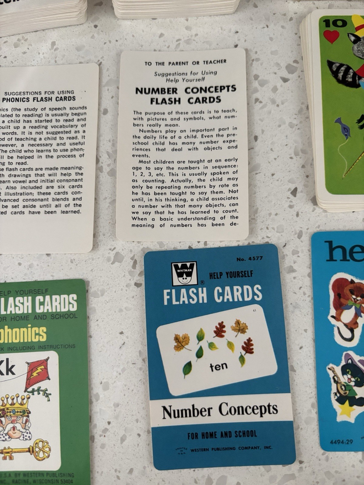Vintage Whitman Phonics Flashcards & Card Games w/ Plastic Cases