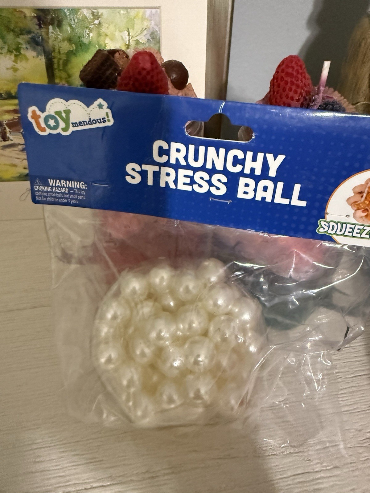 NEW Toymendous Crunchy Stress Relief Ball Squeeze Squish Fidget Toy Pearl
