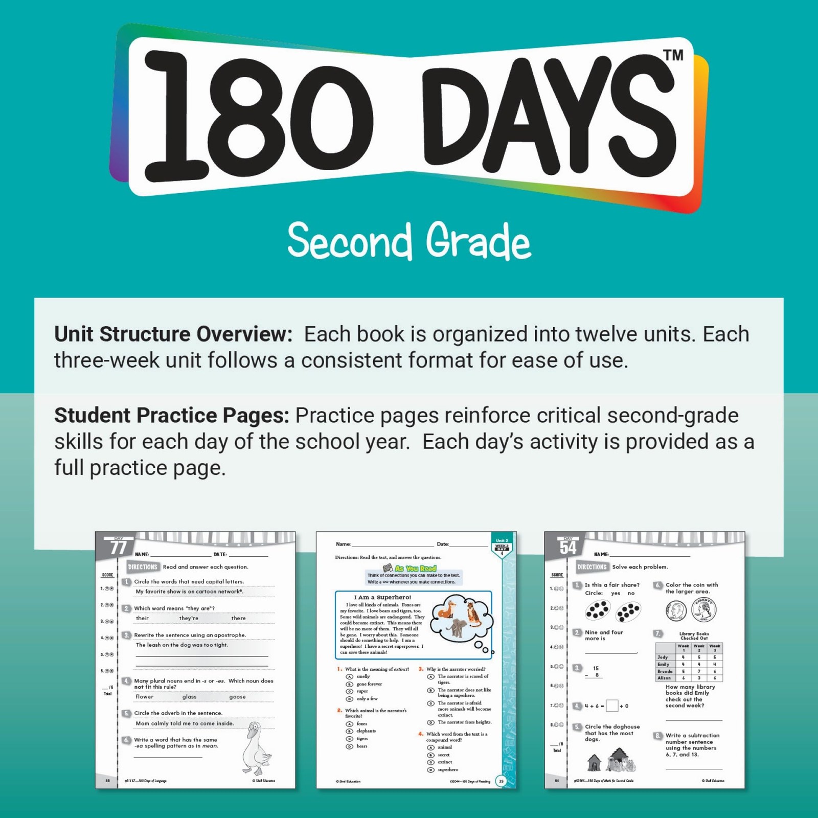 180 Days™: Mathematics for 2nd Grade Practice Workbook Classroom Multi