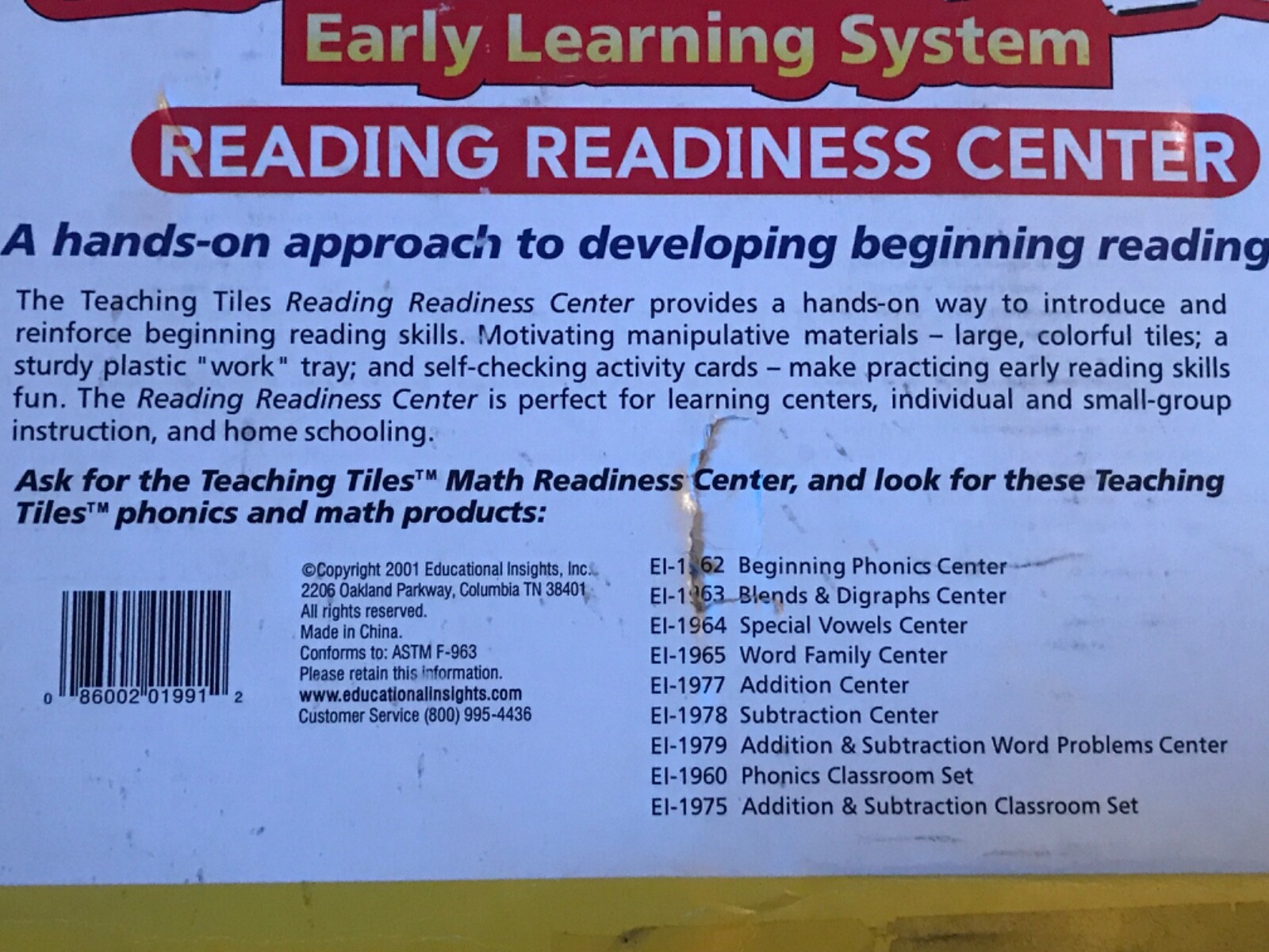 Lakeshore EI-1991 Teaching Tiles Reading Center Gr Pre-K and Up
