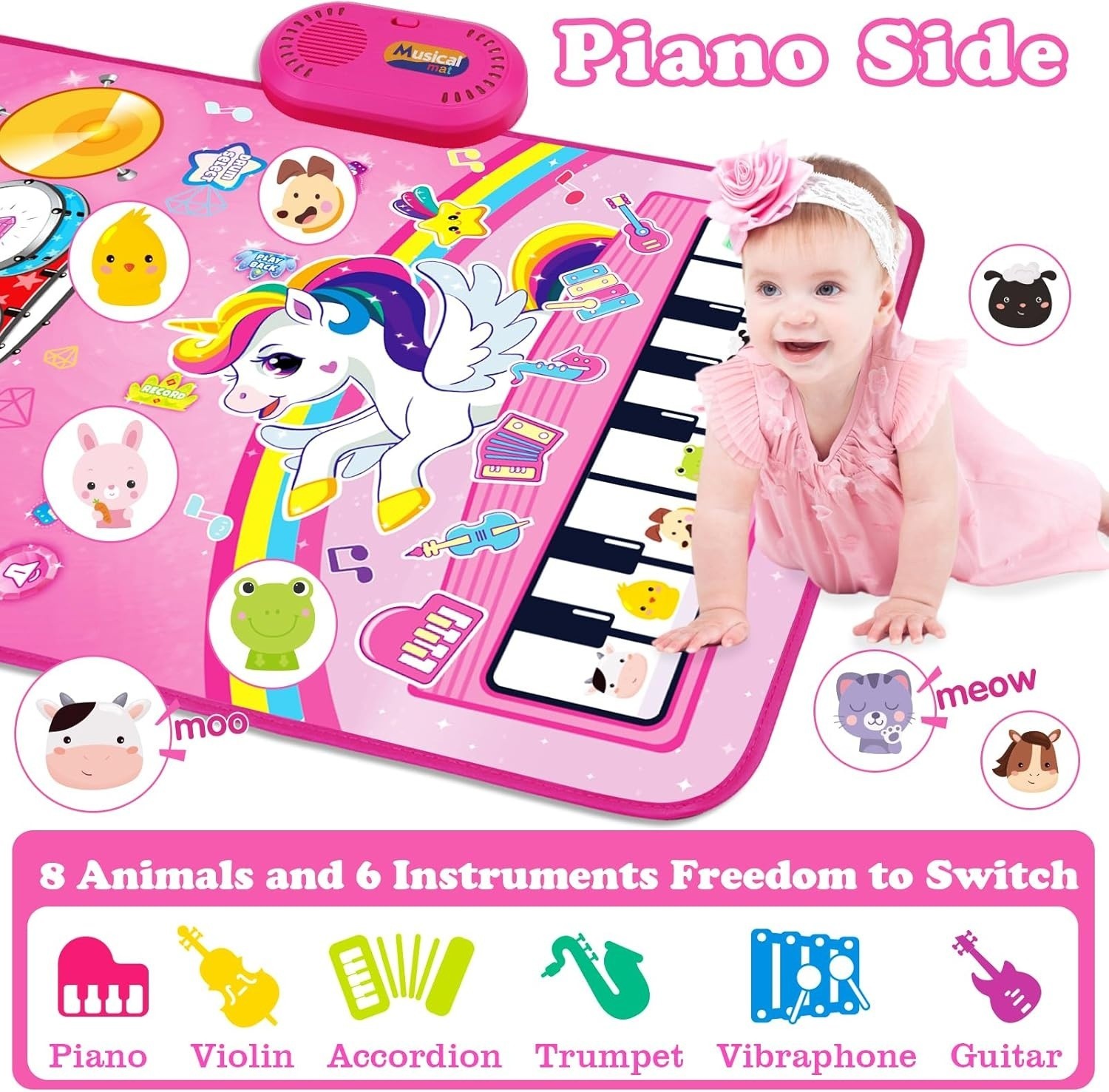 Toys For 1 Year Old Girl Gifts: Baby Musical Mat Toddler Toys, 3 in 1 Piano Drum