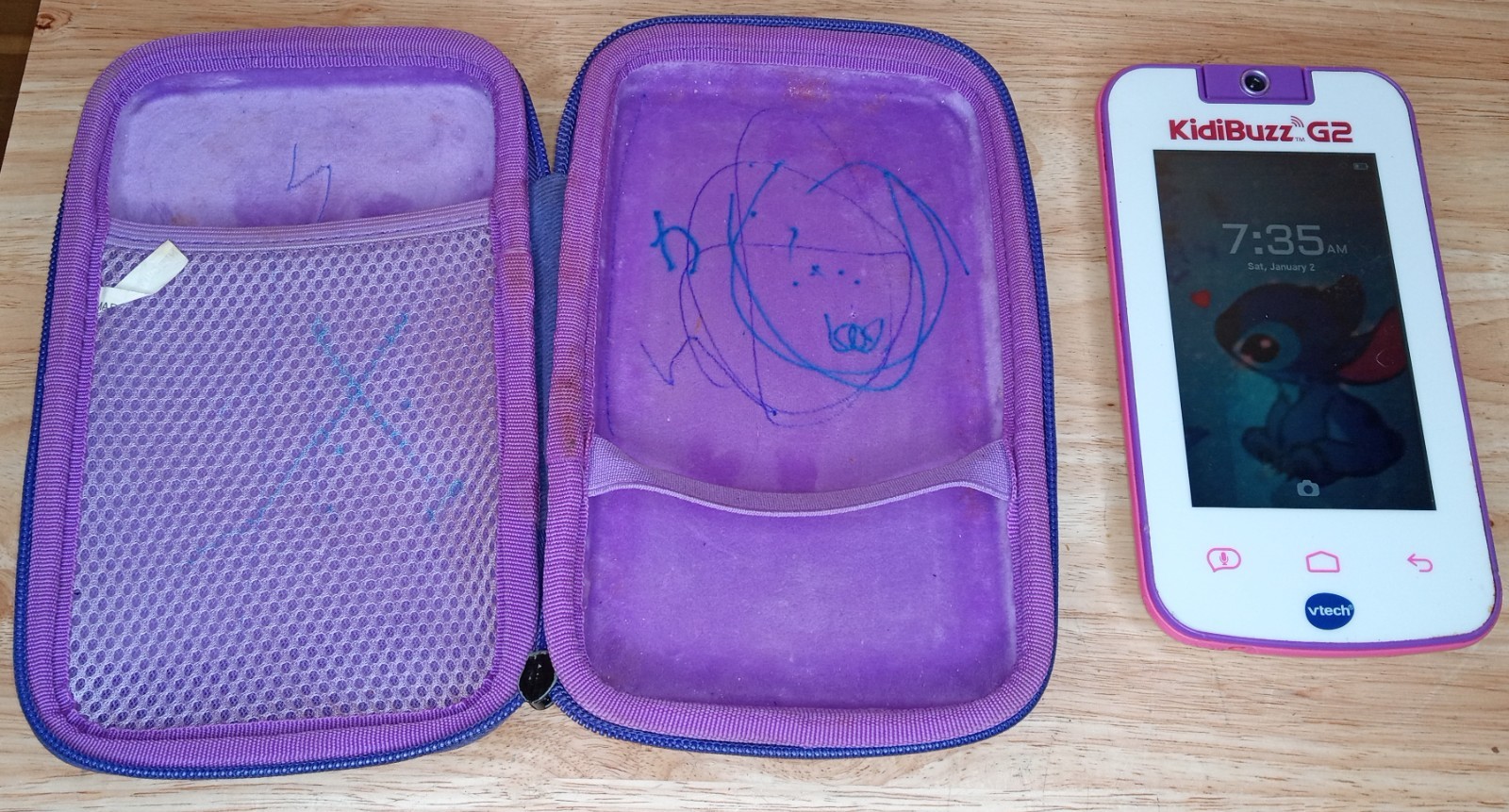 VTech KidiBuzz G2 Kids Smart Phone Camera Chat Device Pink Tested With Case
