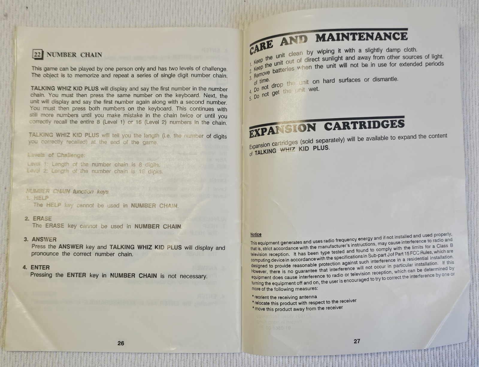 VTECH Talking Whiz Kid Plus Learning Computer Paperwork Manual Instruction Sheet