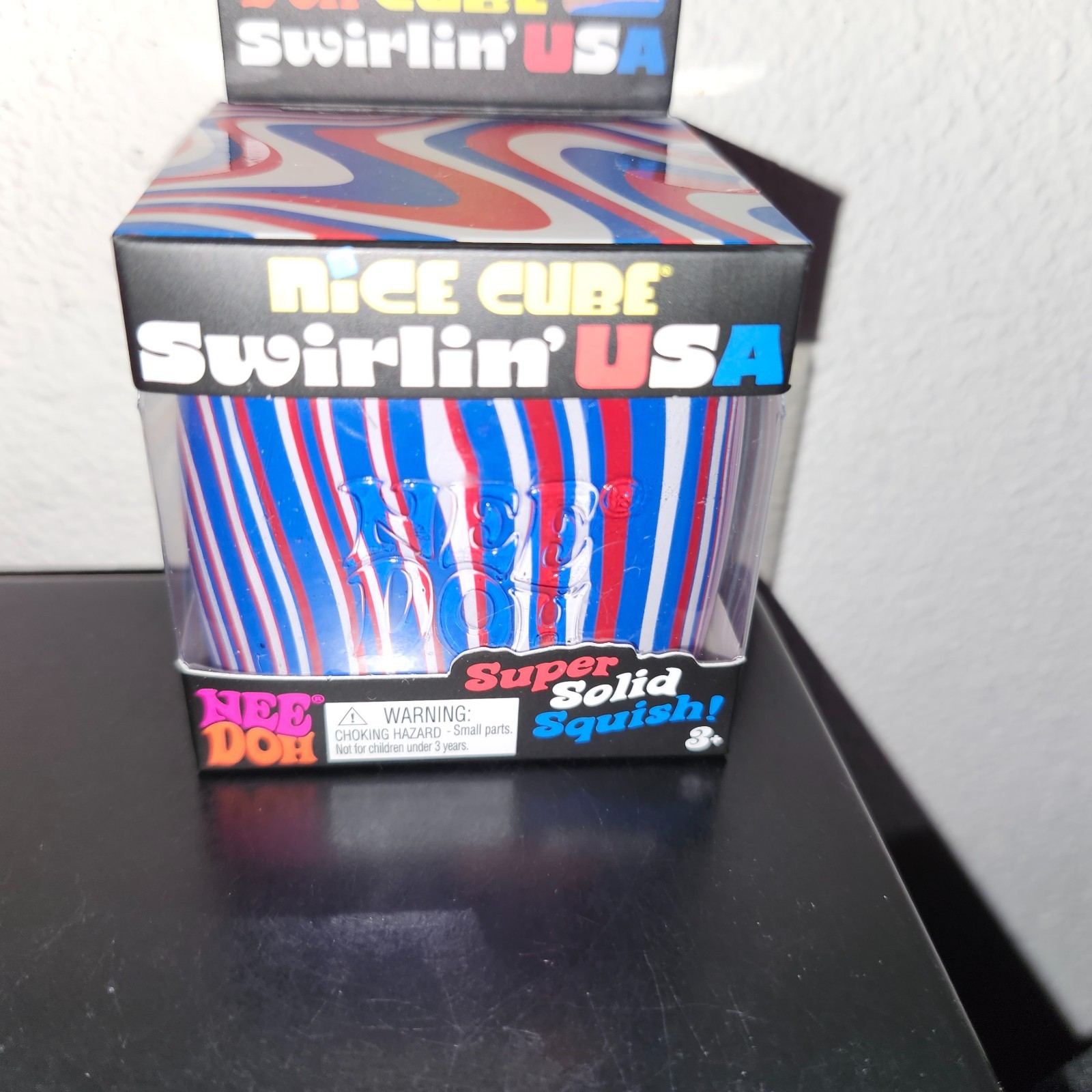 Nee Doh Nice Cube Swirlin’ USA Super Solid Squish Toy Red, White & Blue! VHTF