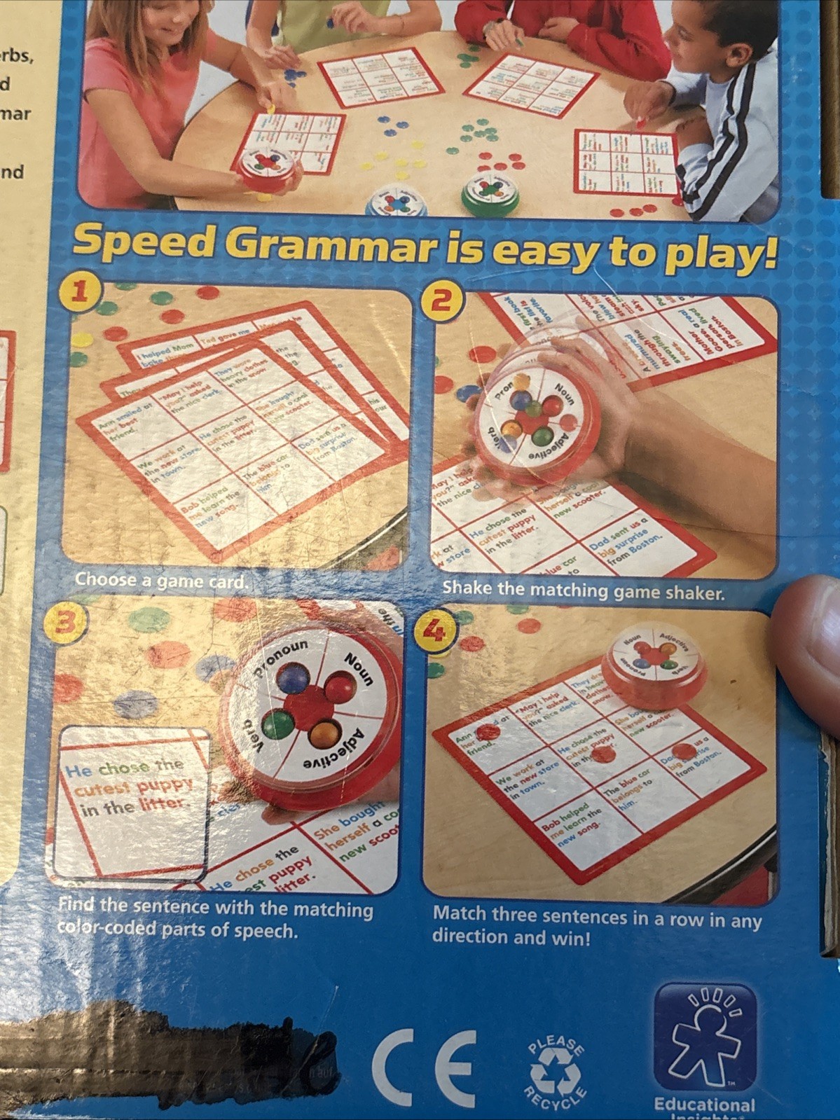 Speed Grammar Game by Educational Insights W/3 Grammar Games PREOWNED COMPLETE