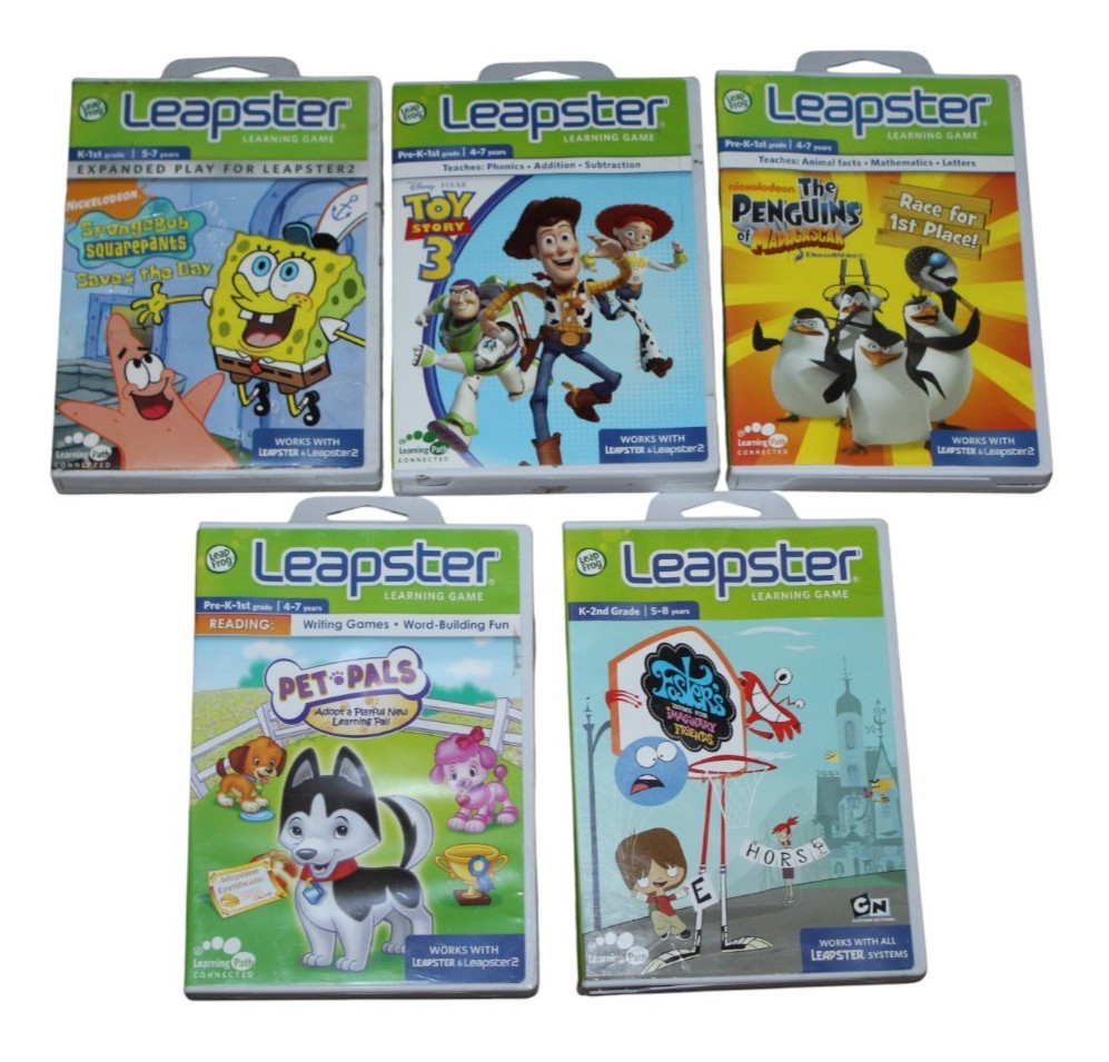 Lot of 5 Leapfrog Leapster Learning Game Leapster 1 And 2 Ages 4-8