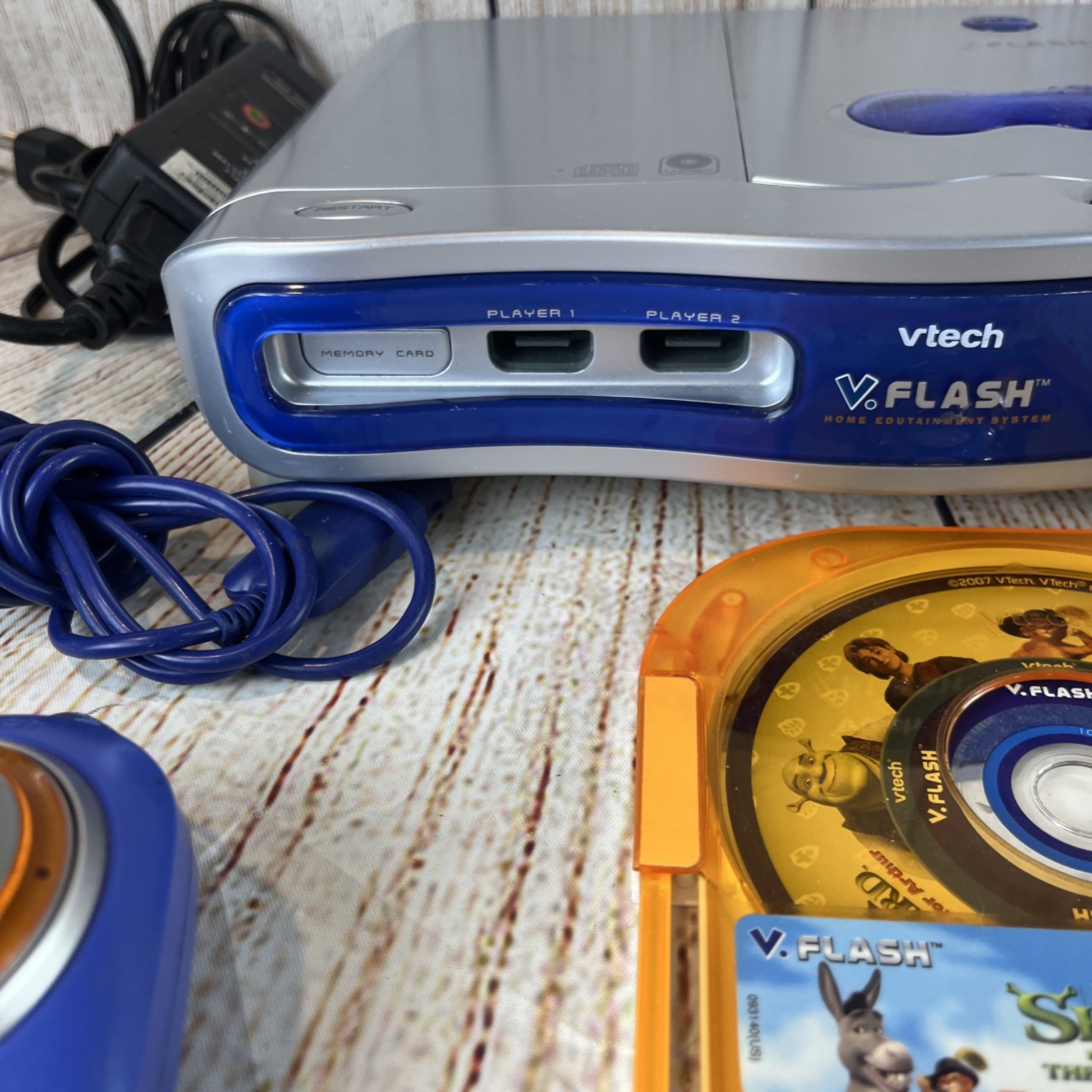 VTech V Flash Educational Console Bundle Controller Cables Shrek The Third Game