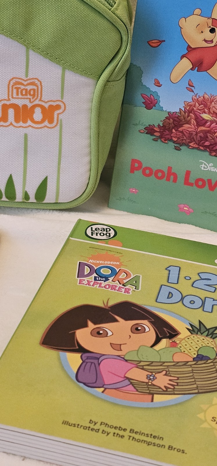 Leap Frog Tag Junior Carrying Case Bag & Learning Books Pooh Dora Charging Cord
