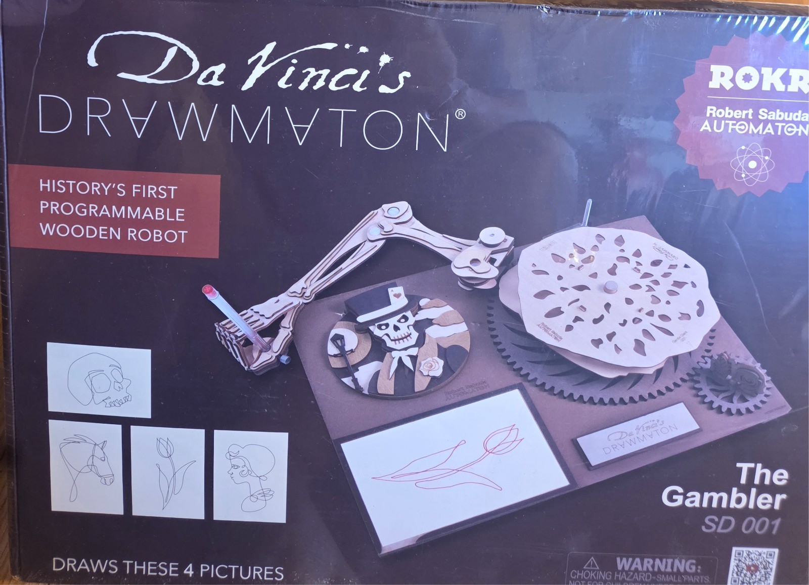 ROKR Da Vinci’s Drawmaton (The Gambler) Wooden Robot Robert Sabuda Automaton NEW