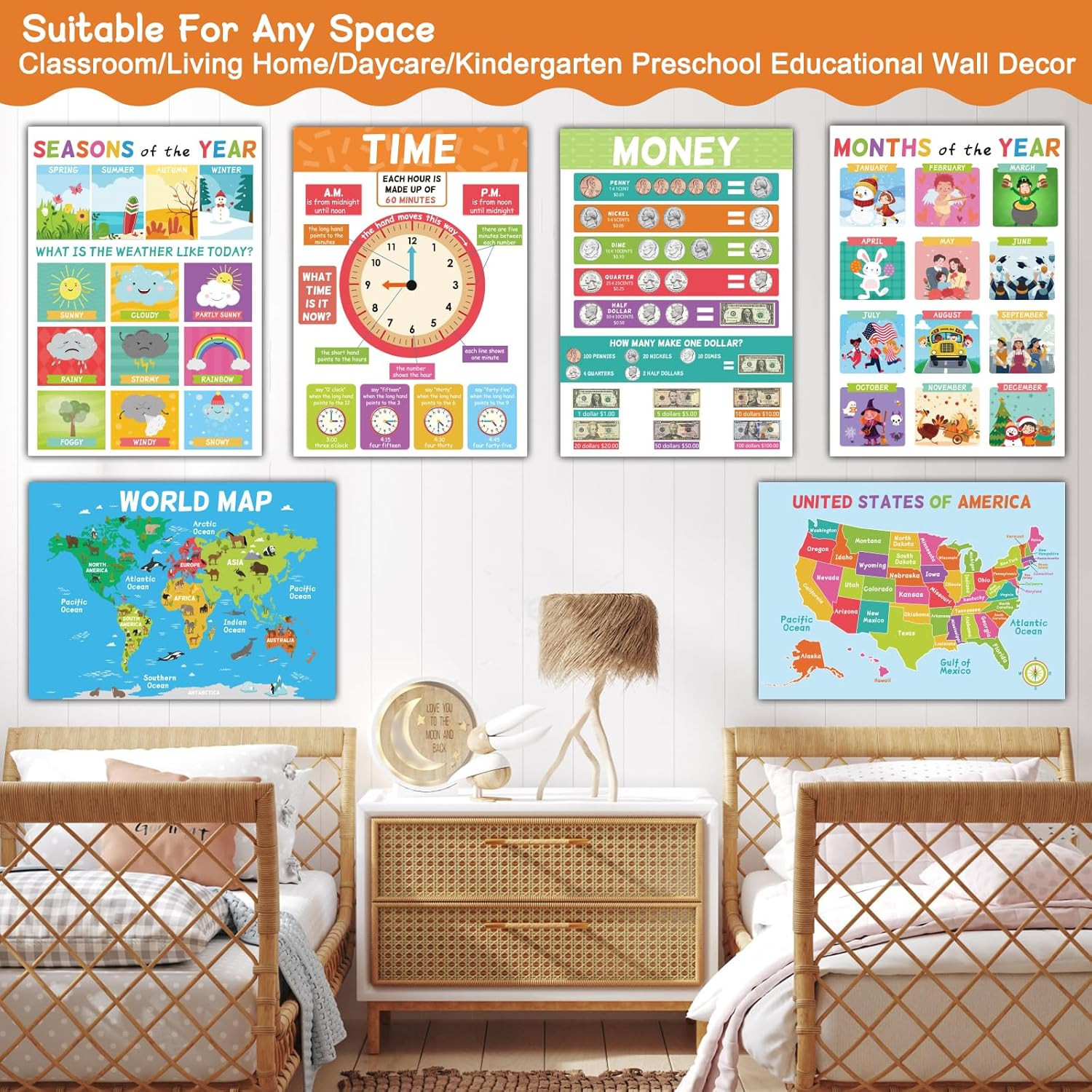 18 Educational Posters for Toddlers and Preschoolers ABC Alphabet Wall Decor for