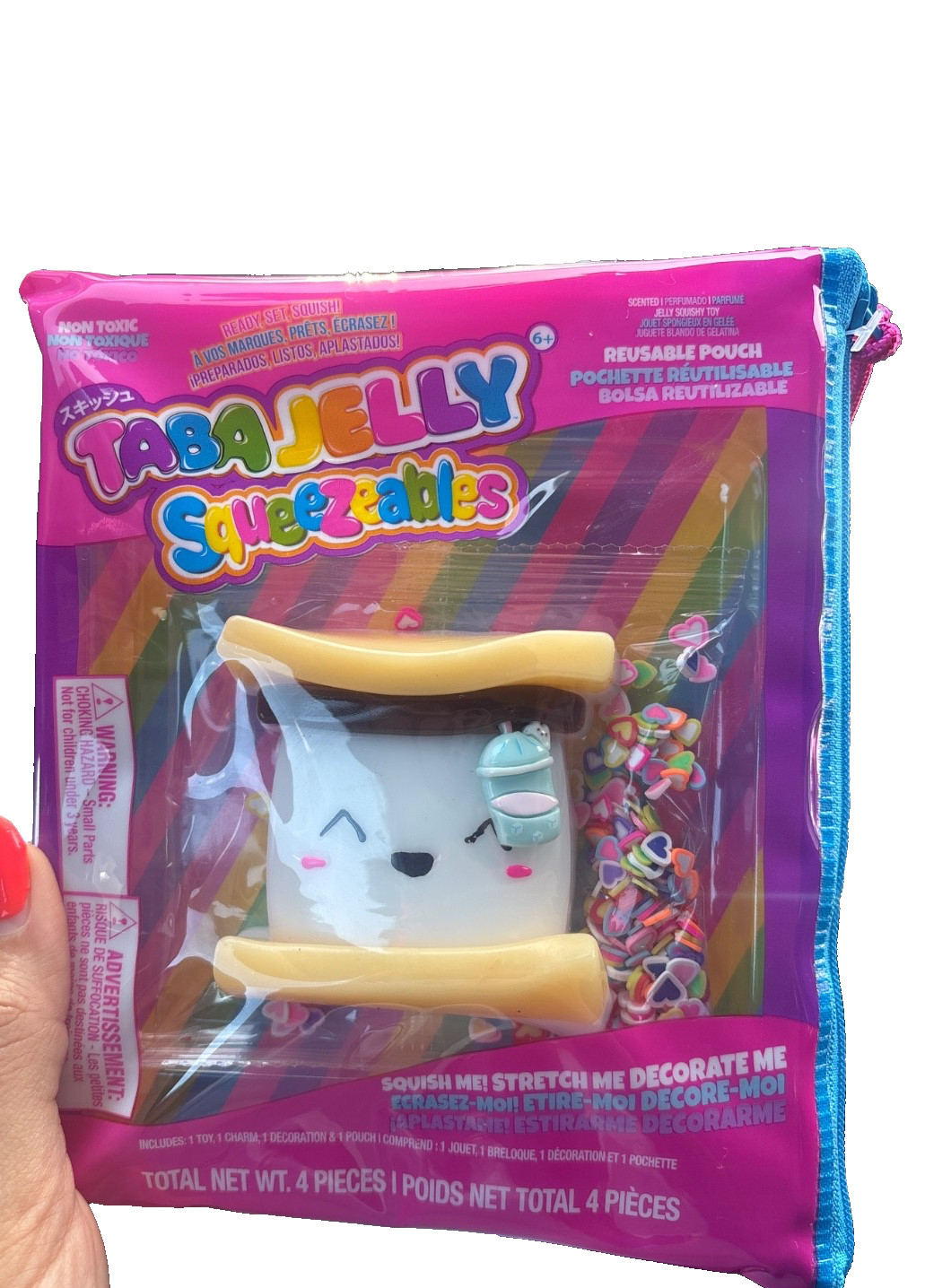 Taba Jelly Decorating Squeezeables S’more Squishy Toy With Reusable Pouch New