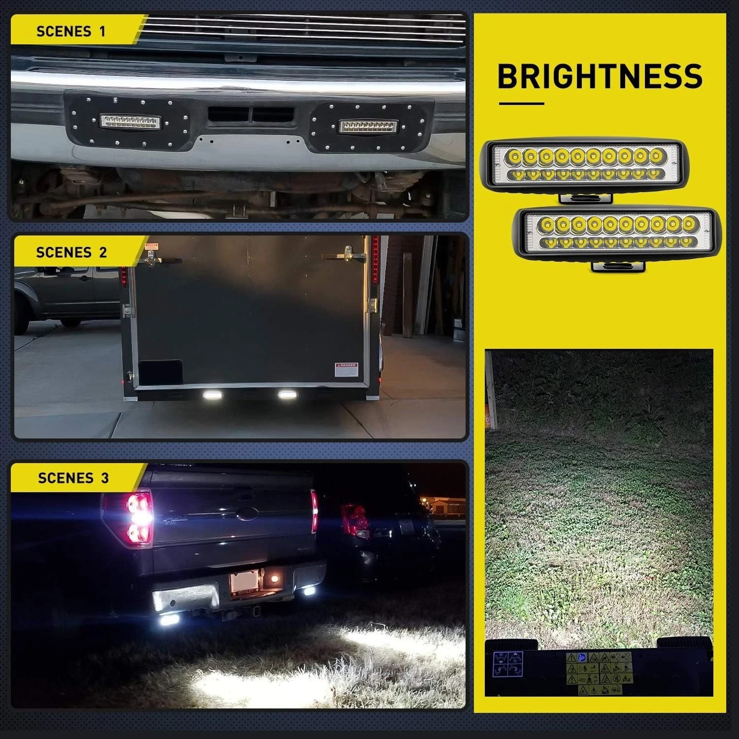 2PCS Led Pods 6 Inch 60W Spot Light Bar 3000LM Driving Fog Off Road Ligh