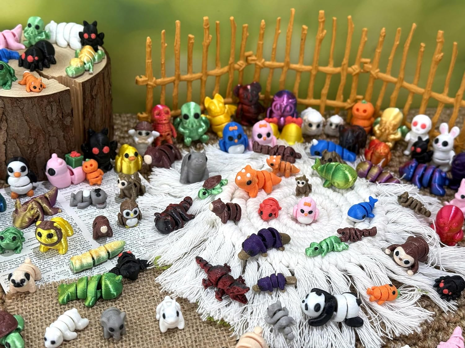 120 Pcs Mini 3D Printed Animal Set,Articulated Flexible Cute Animal Toys for Chr