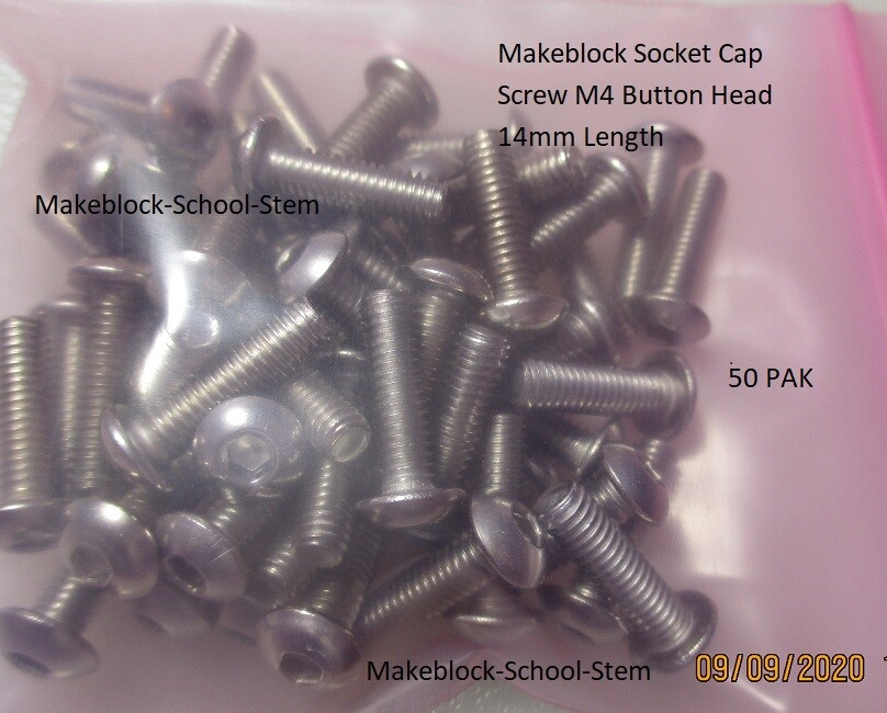 50 PAK Makeblock Socket Cap Screw M4 Button Head 14mm Length