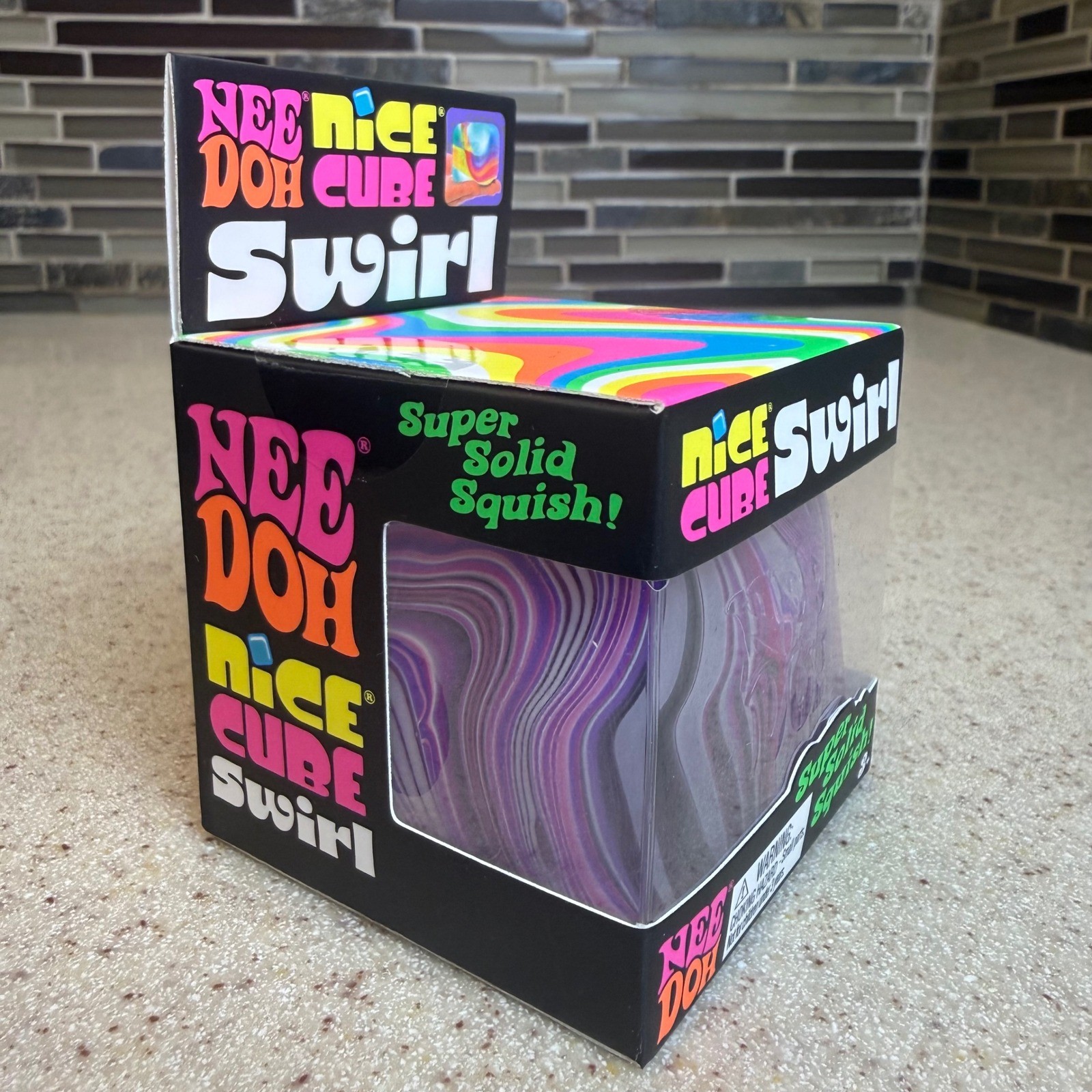 NEW NeeDoh Nice Cube Swirl Purple Pink Black Squishy Fidget Schylling Sealed