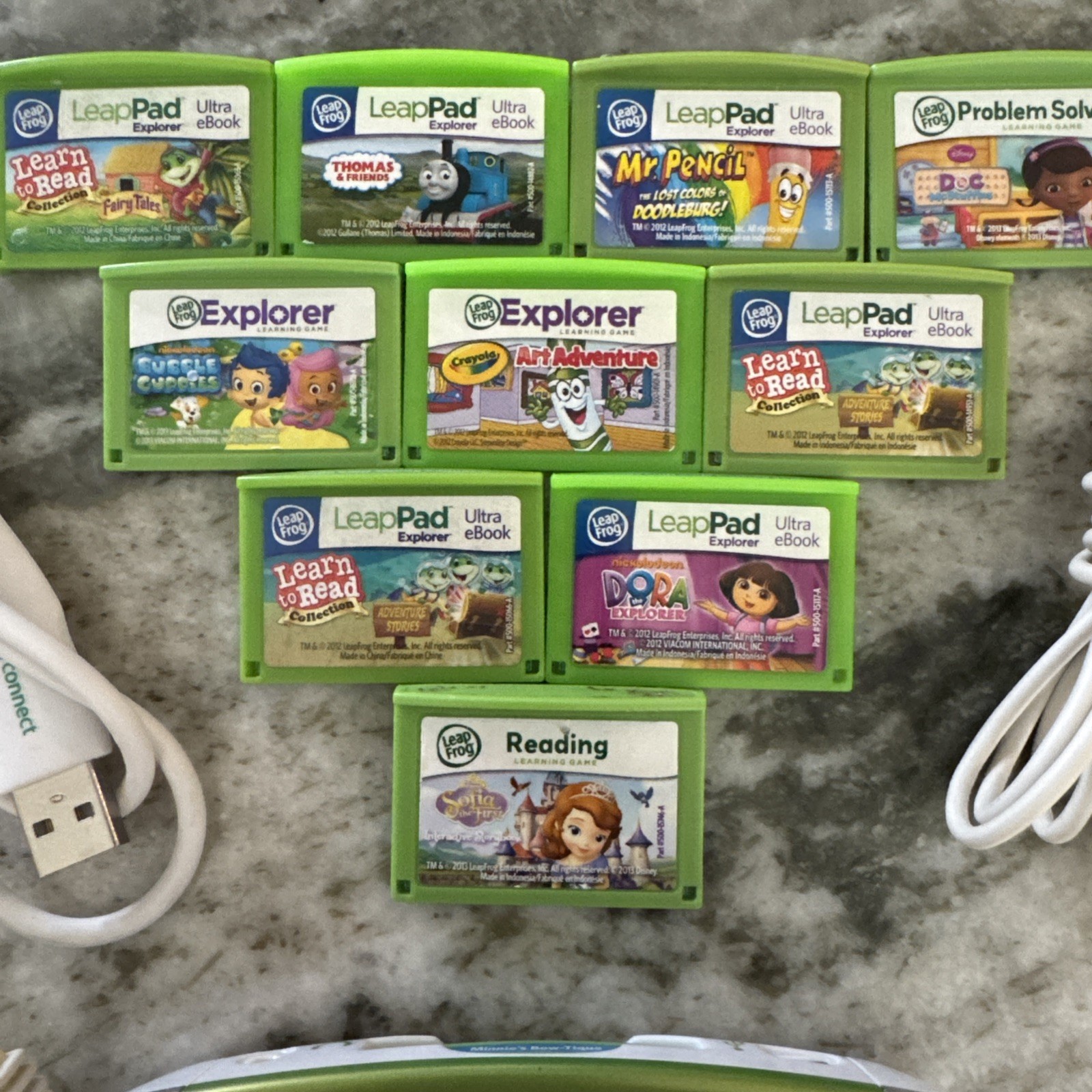 LeapFrog LeapPad 2 Green Kids Tablet + 10 Cartridges, Stylus, Extra USB Cord