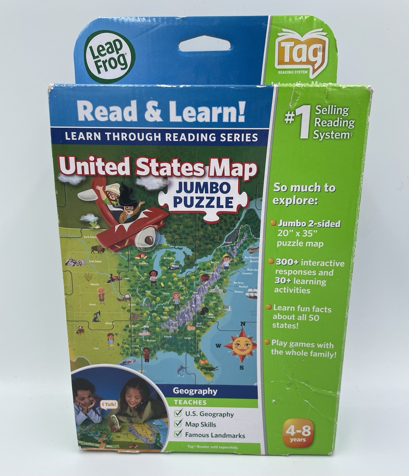 LeapFrog Tag United States Map Jumbo Puzzle Read & Learn Interactive Set