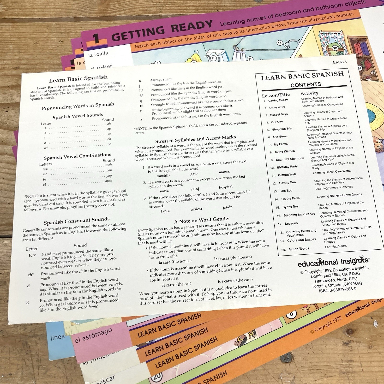 GeoSafari Electronic Learning Game EI-8800 ~ WORKS ~ 2 Card Sets ~ Basic Spanish