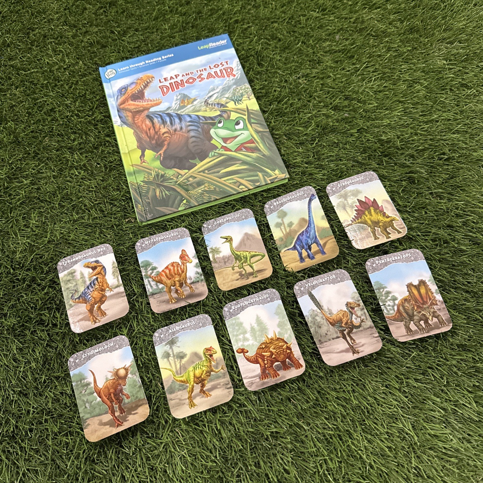 LeapFrog Tag, LeapReader book — LEAP AND THE LOST DINOSAUR 🦖 with 10 cards