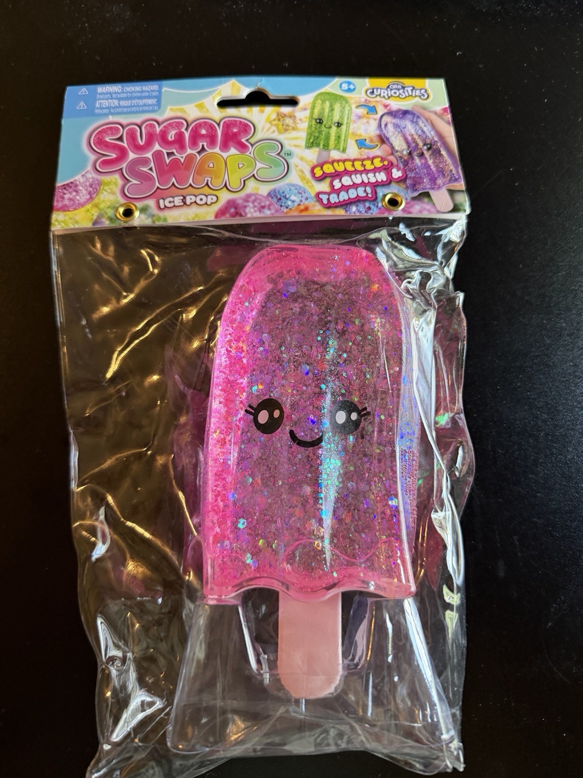 New Orb Sugar Swaps Pink Ice Pop Popsicle Squishy Squeeze Glitter Toy 5+