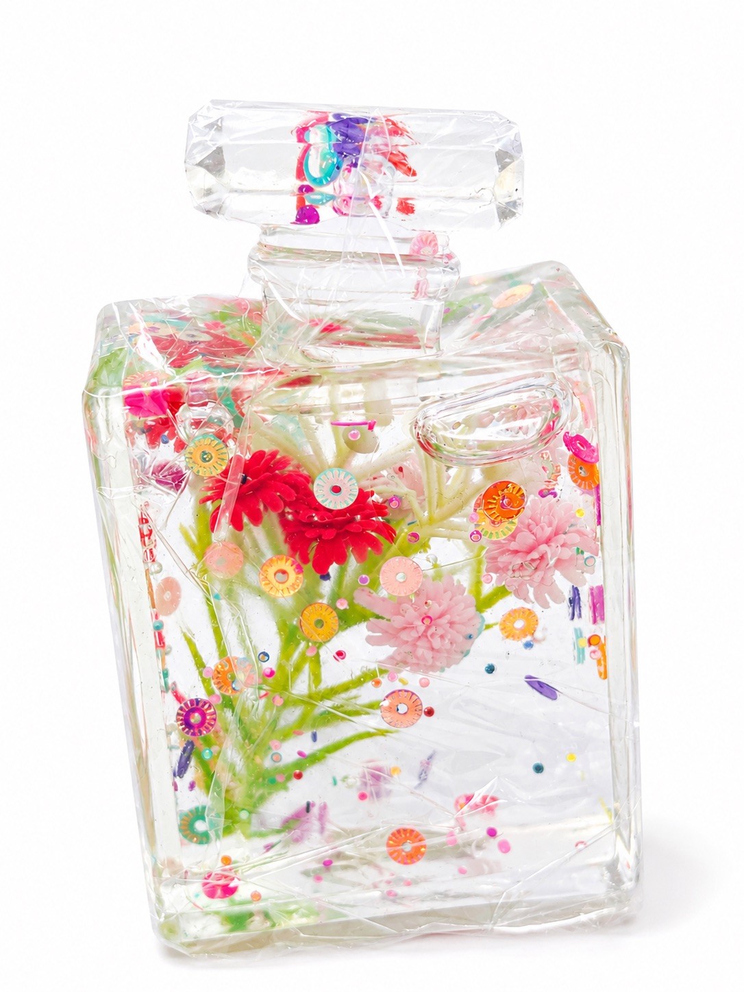 New Perfume Bottle Sugar SQUISHY Squeeze TOY Glitter RED PINK Flower