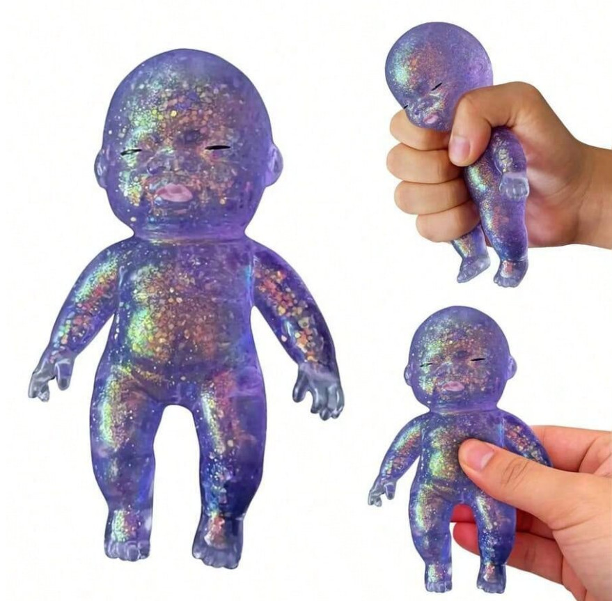 Glitter Galaxy Baby Squishy Toy Clear Purple Sensory Fidget StressRelief Novelty