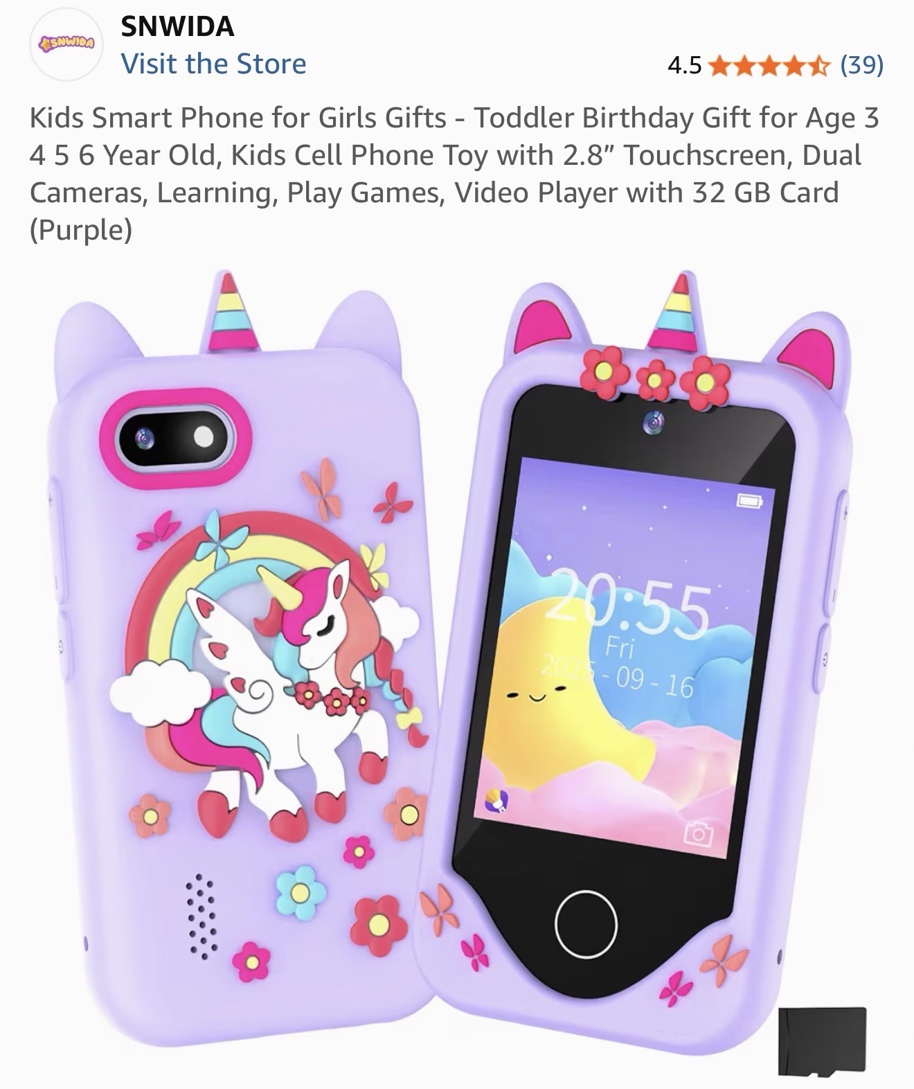 New Seal Kids Smart Phone for Girls Gifts – Toddler Birthday Gift for Age 3 -8