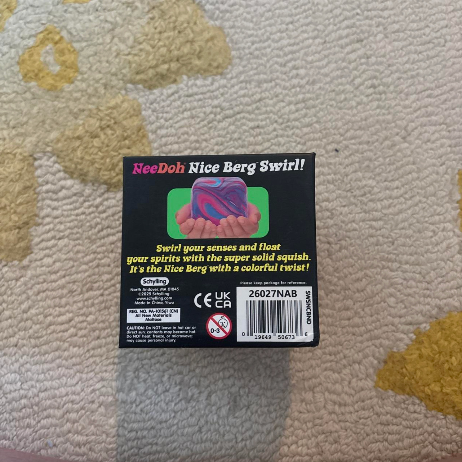 NeeDoh Nice Berg Swirl XL Giant Nee Doh Cube Squishy Sensory Purple Pink Blue