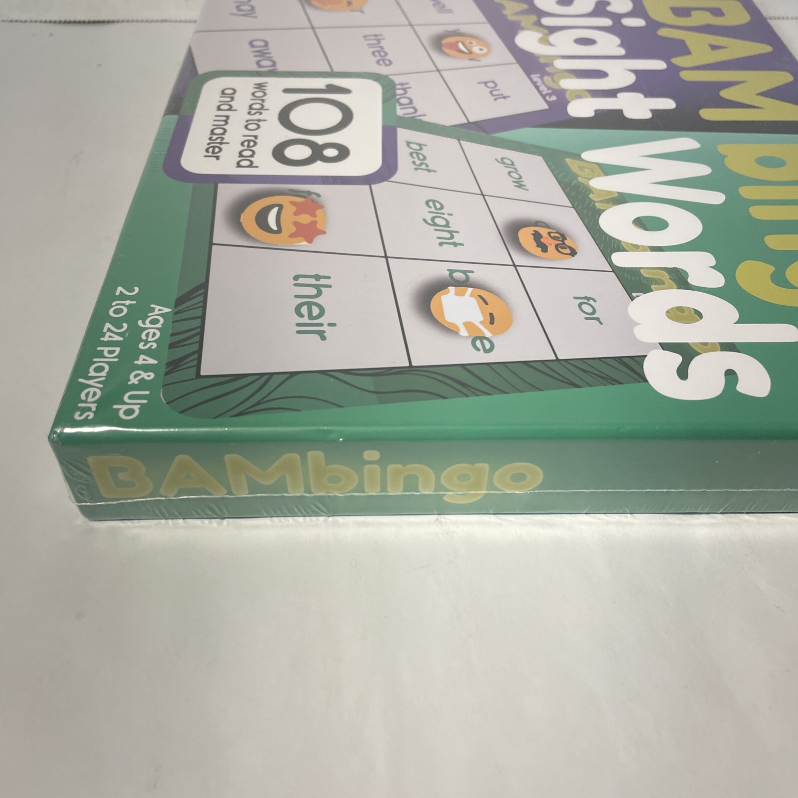 BAM Bingo Sight Words Game, Ages 5+, 2+ Players 108 Vocabulary Words Sealed