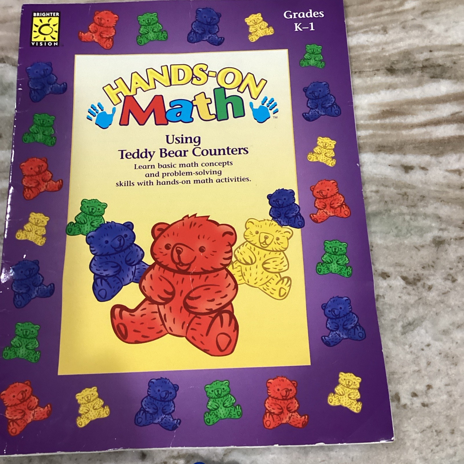 Teddy Bear Math Counters Educational Sorting Toy Hard Plastic 16 Bears & Book