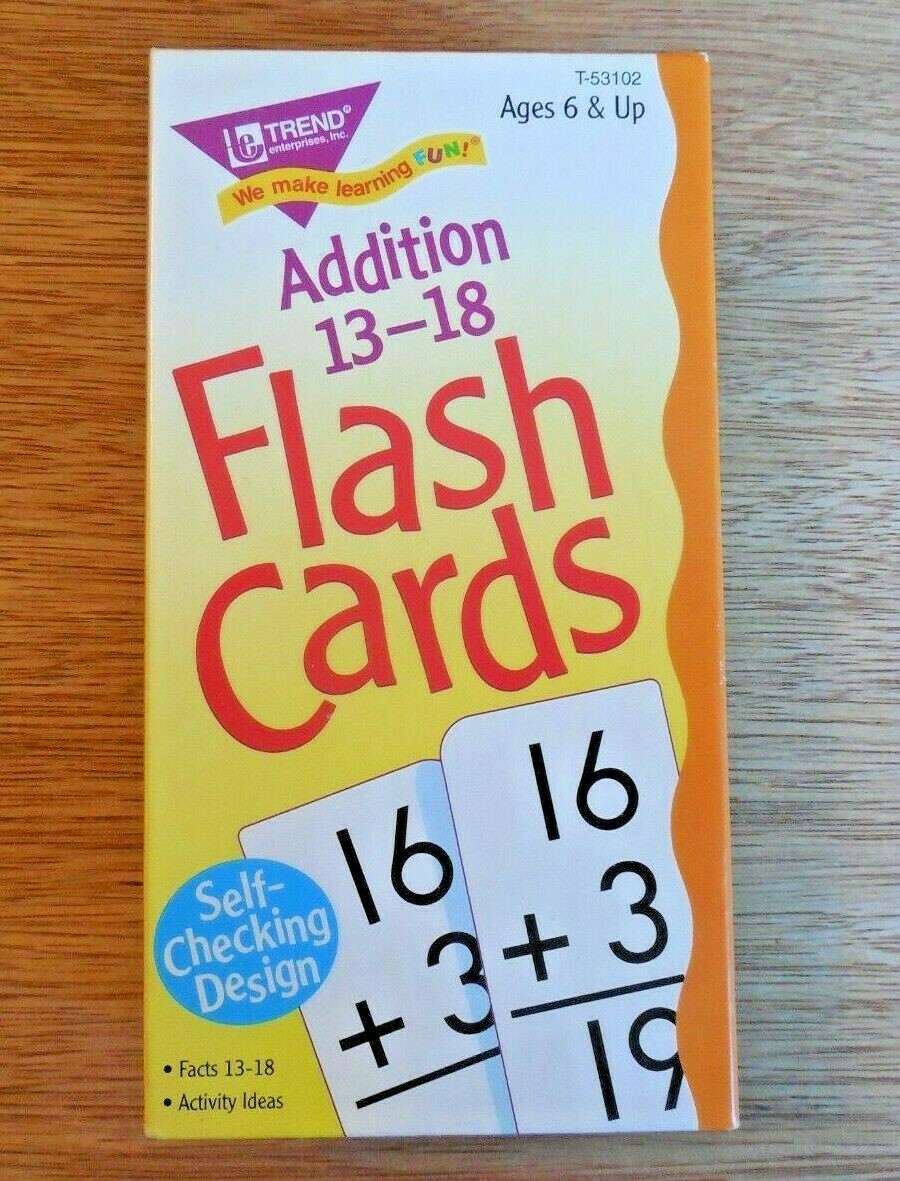 NEW! TREND Addition 13-18 Flash Cards Age 6+ w 99 Self-Checking Cards*Activity