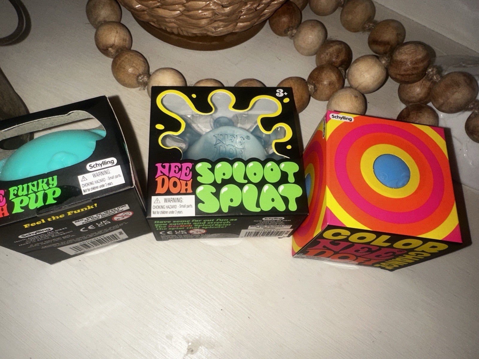 Schylling NeeDoh LOT OF 3 Authentic Sploot Splat Funky Pup Color Changing Ball