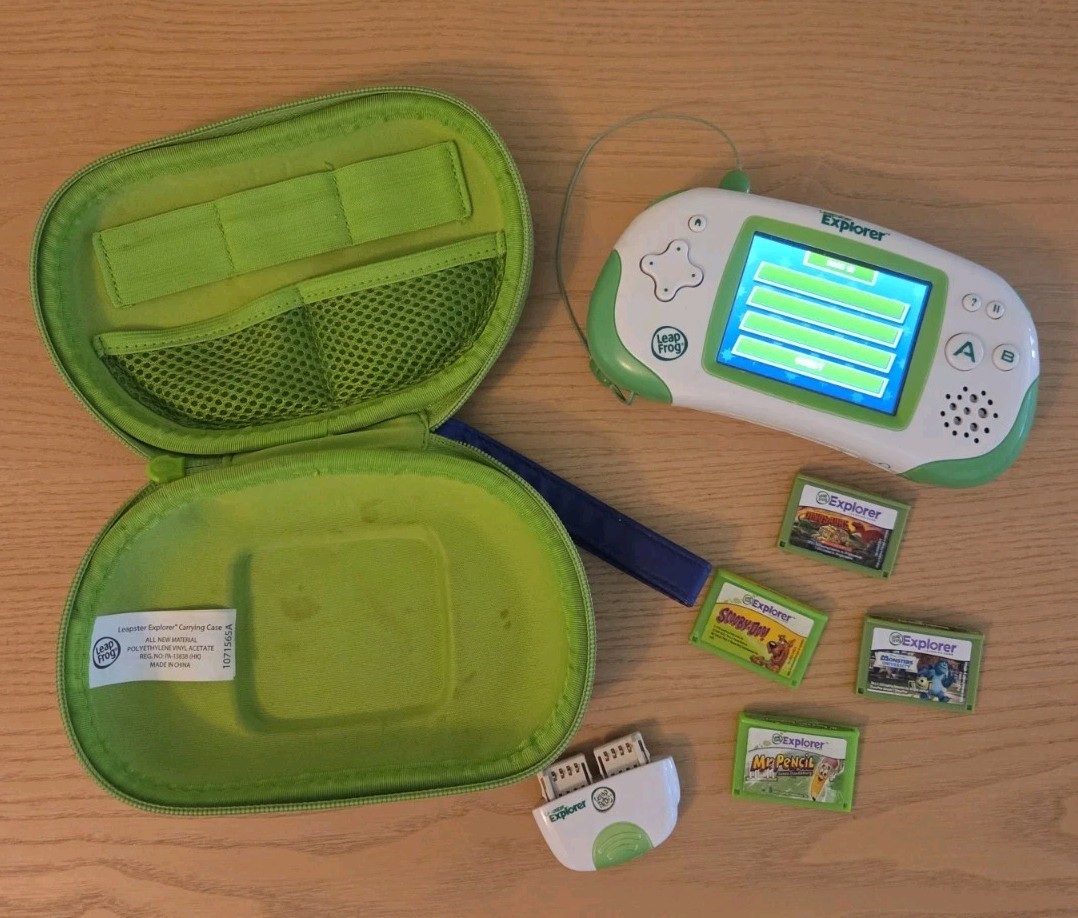 Leap Frog Leapster Explorer System – 4 Games, Case & Camera/Video Tested Works