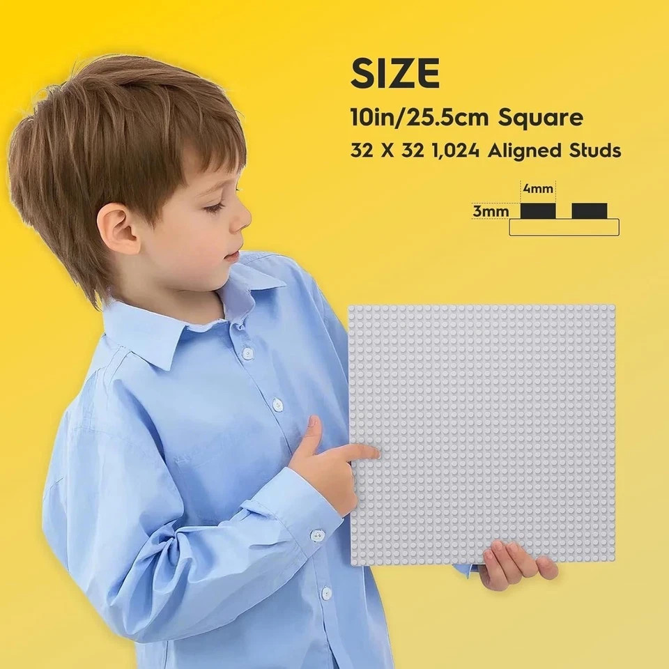 2-pack Gray Baseplates 32×32 Studs Â Compatible with Classic Lego, 10″x10″