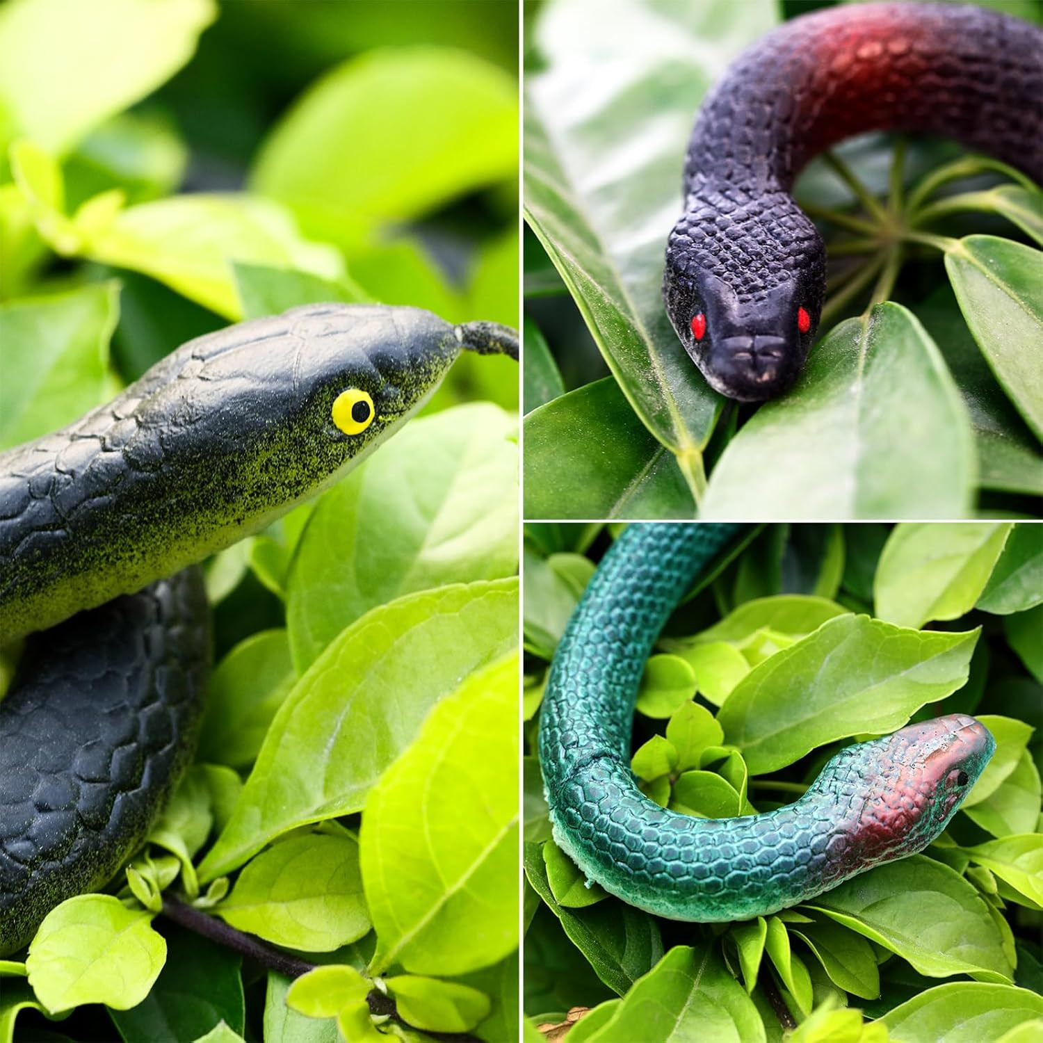 3 Pieces Rubber Snakes Realistic Large Lifelike Fake Style 1 3