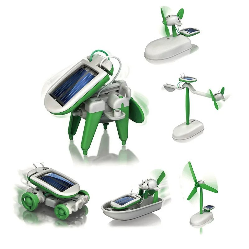 6-in-1 Solar Robot Kit DIY STEM Educational Toy Science Assembly Windmill Car
