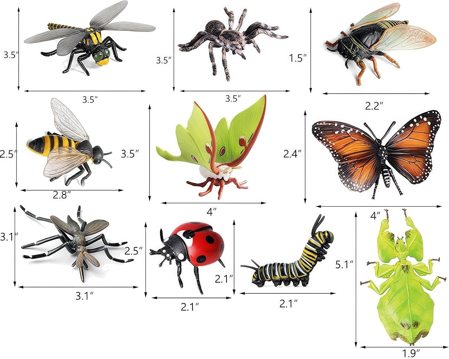10Pcs Bug Toys for Kids, Woodland Animals, Insect Figurines, Cicada, Ladybird…