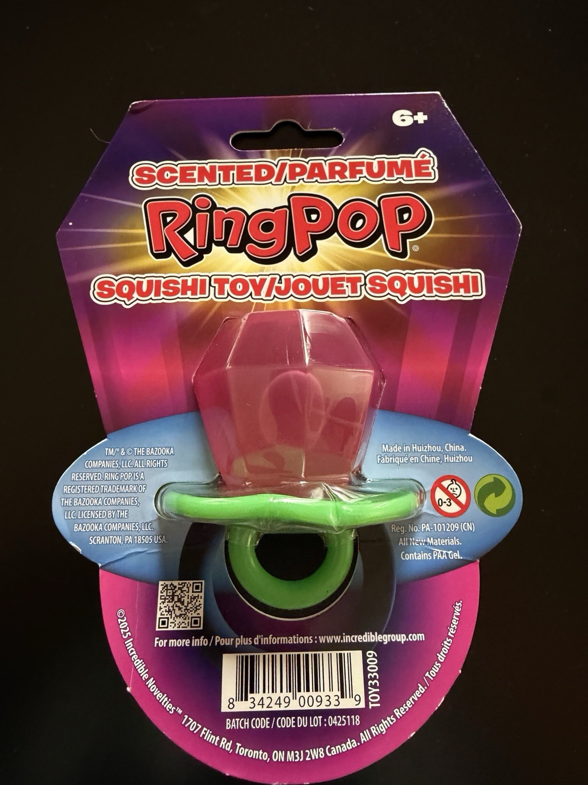 New Squishy Sensory Toy Ring Pop Scented Squishi Squeeze Texture Green Pink