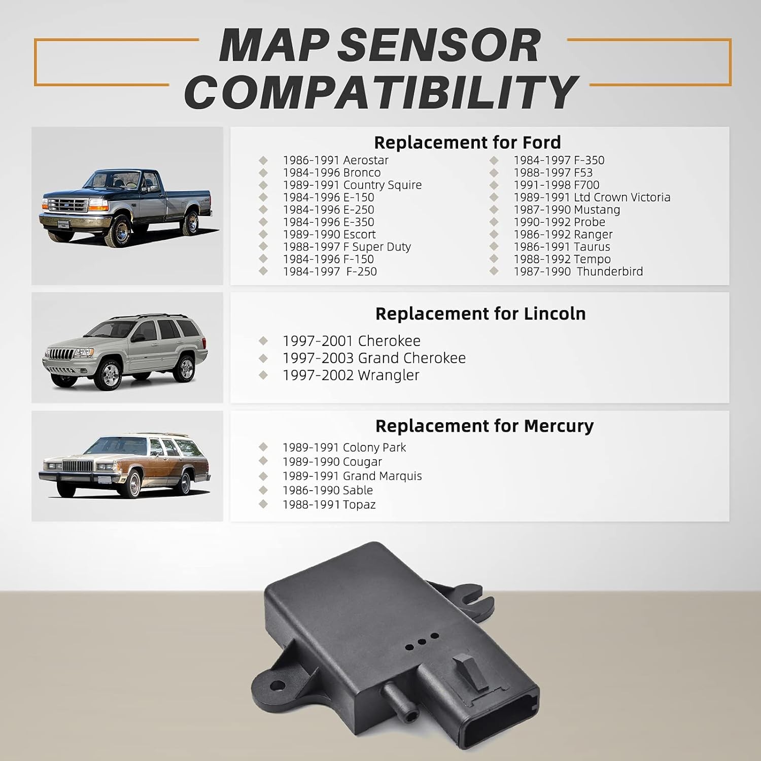 MAP Manifold Absolute Pressure Sensor – Replacement for 1990-1995 Ford F150, 19