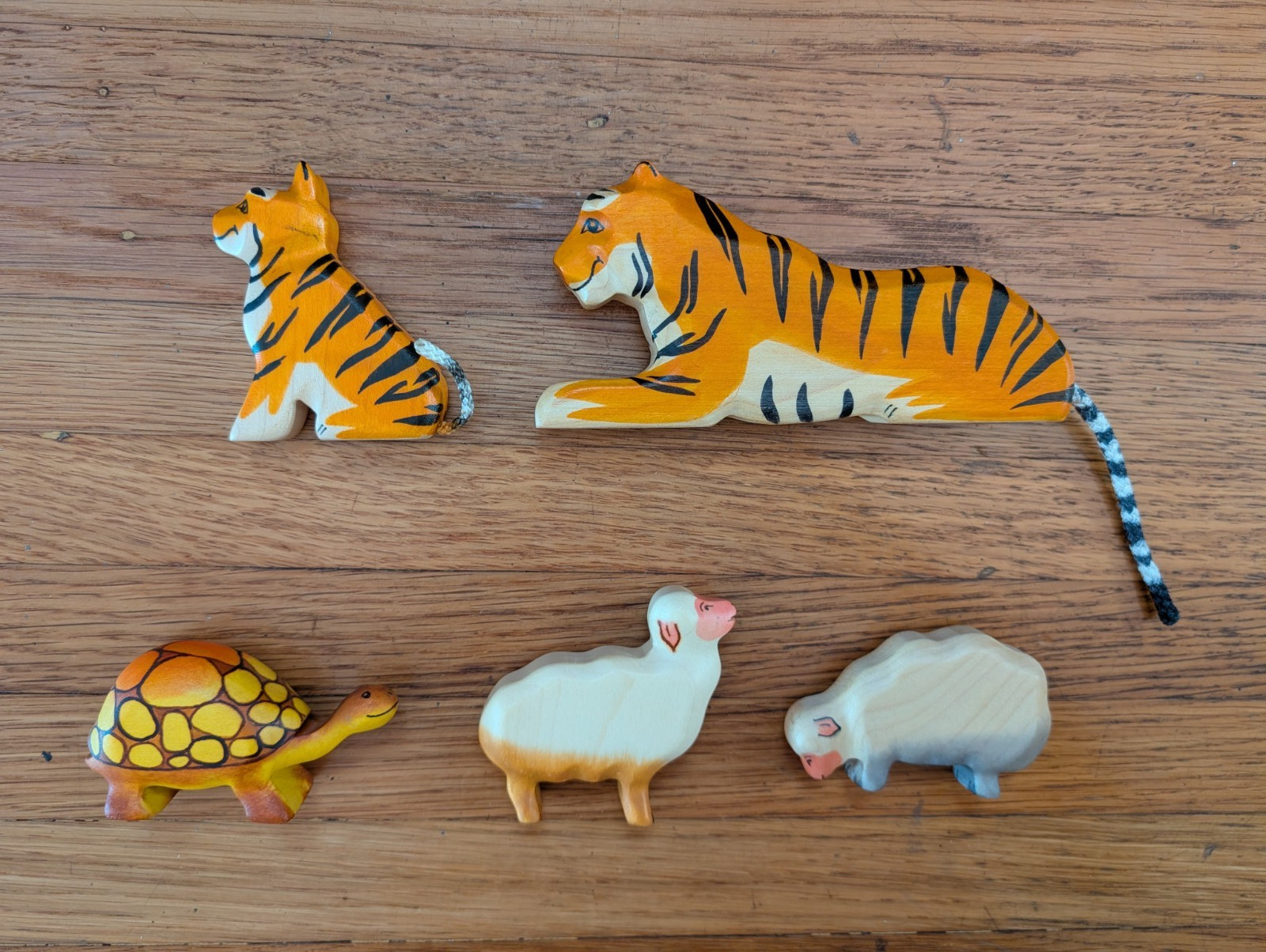 Set of 5 Handmade Wooden Animal Figures Toys Waldorf Montessori Non Toxic
