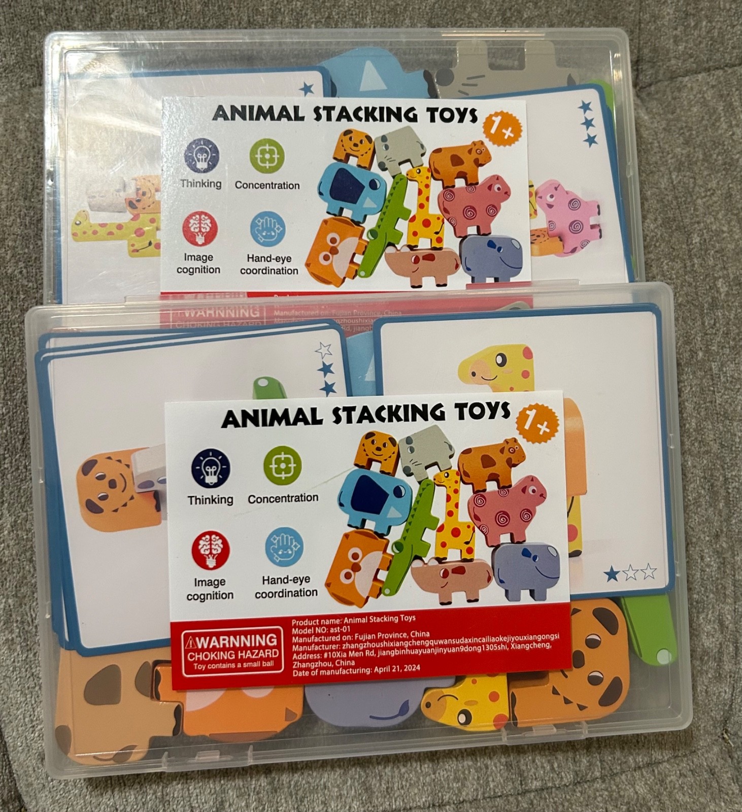 2 packs Wooden Animal Stacking Balancing Set Kids Toddler Toy Puzzle Educational