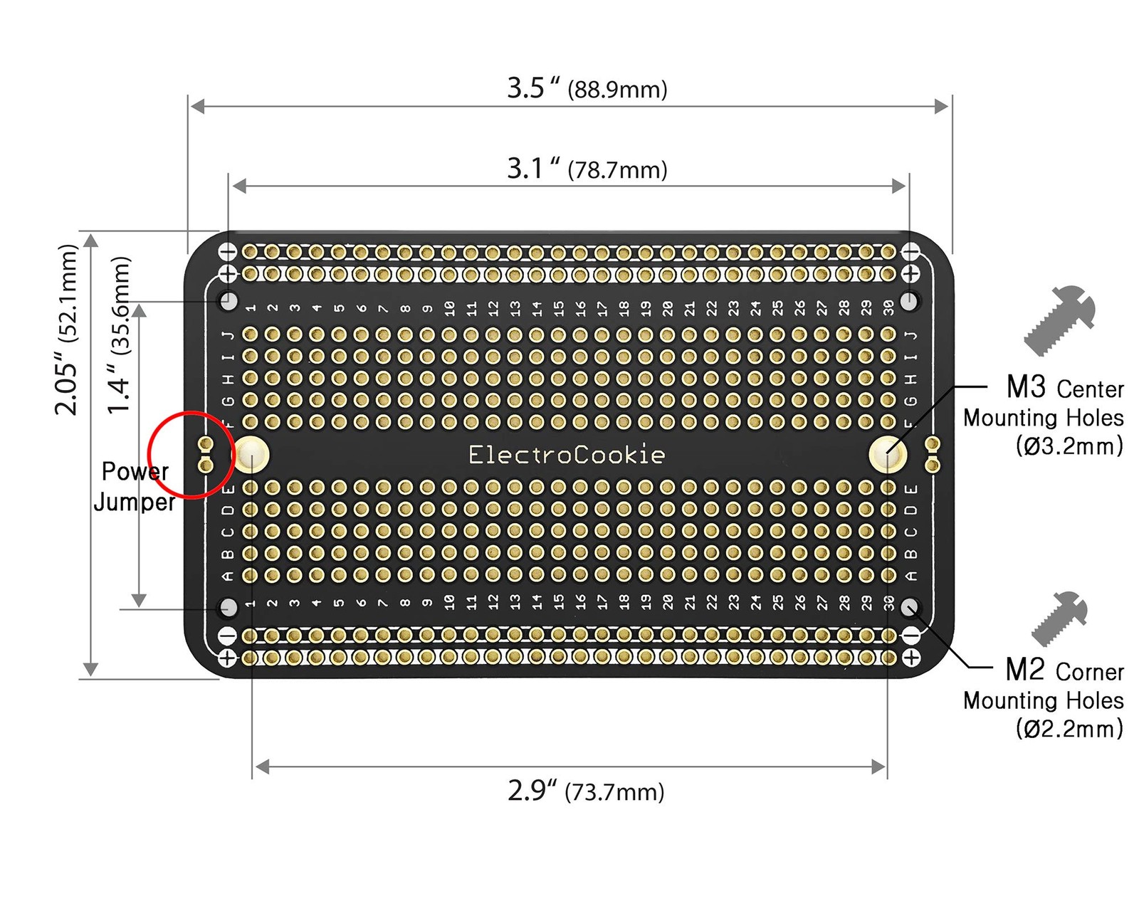 Solderable Breadboard Prototype PCB for Electronics Project Board Black