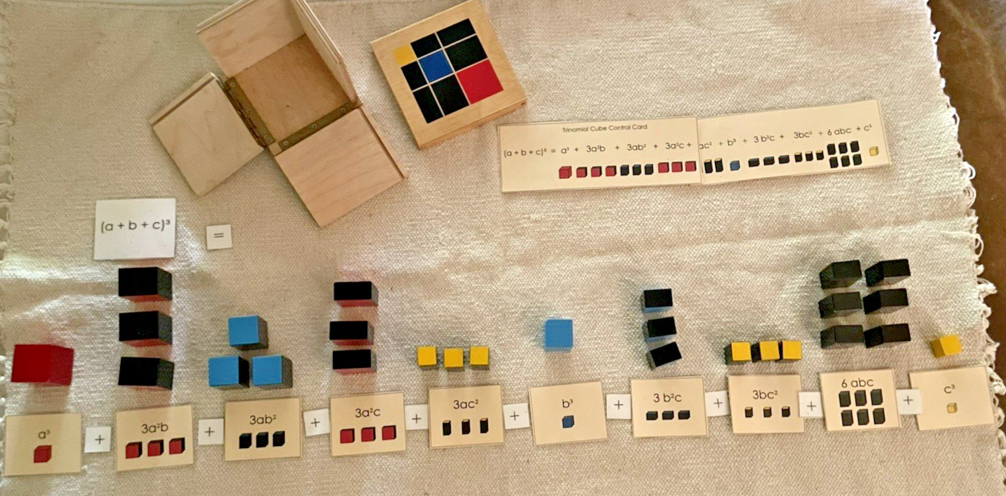 Montessori Trinomical Cube with Equation and Control Cards plus Work mat