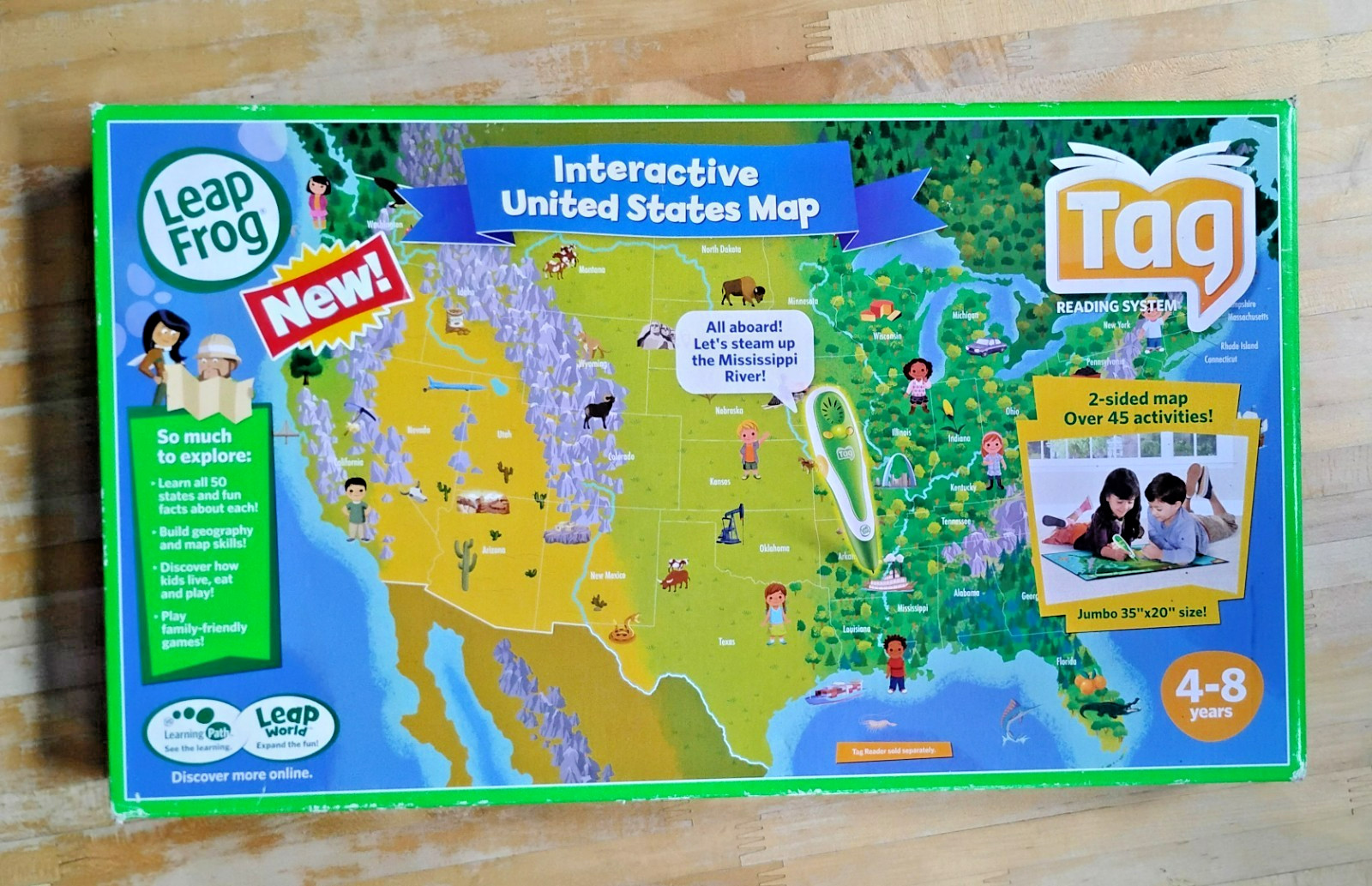 Leap Frog Tag Interactive Jumbo US Map 2 Sided- Tag Reader Sold Separately