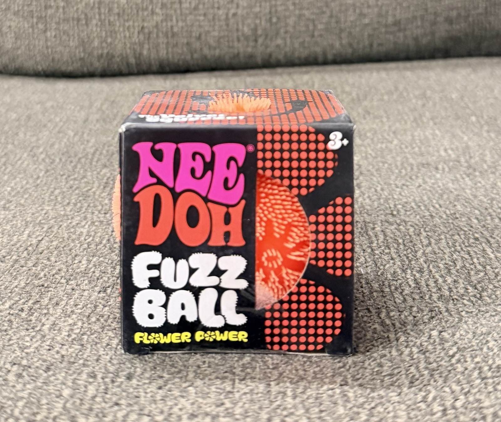 ORANGE Needoh FUZZ BALL Flower Power Nee Doh Squish Stress Ball NEE-DOH Fuzzball